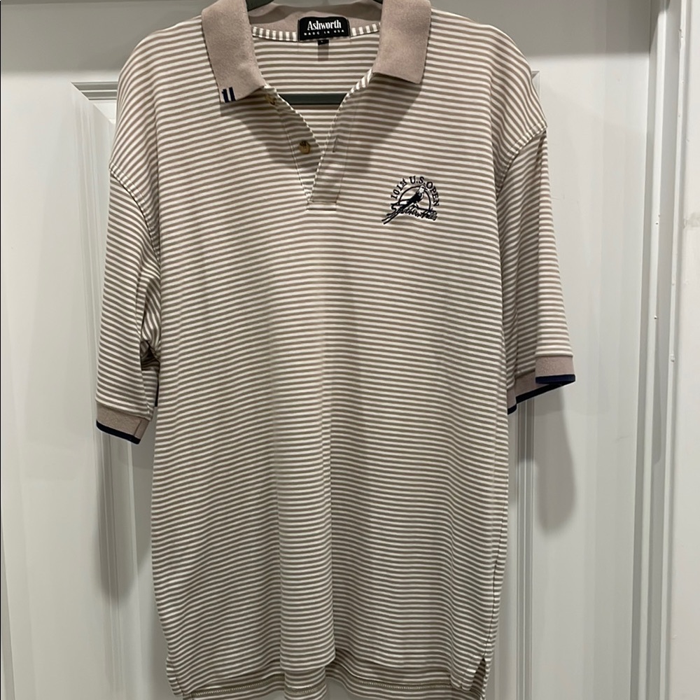 Beige Striped Men's US Open Polo Shirt